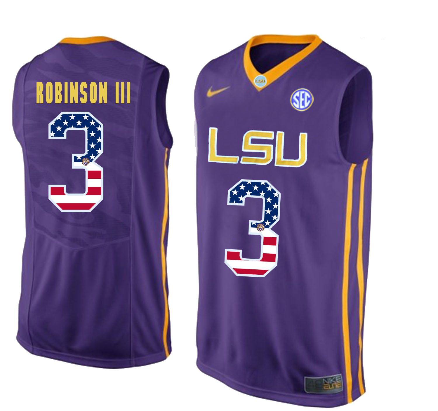 Men LSU Tigers 3 Robinson iii Purple Flag Customized NCAA Jerseys